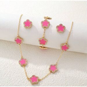 Pink Clover Jewelry Set